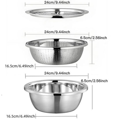 3-In-1 Stainless Steel Multi-Functional Strainer Set