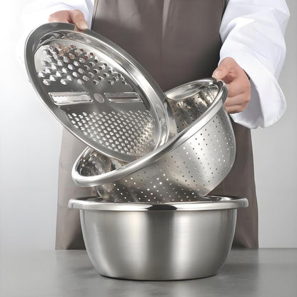 3-In-1 Stainless Steel Multi-Functional Strainer Set
