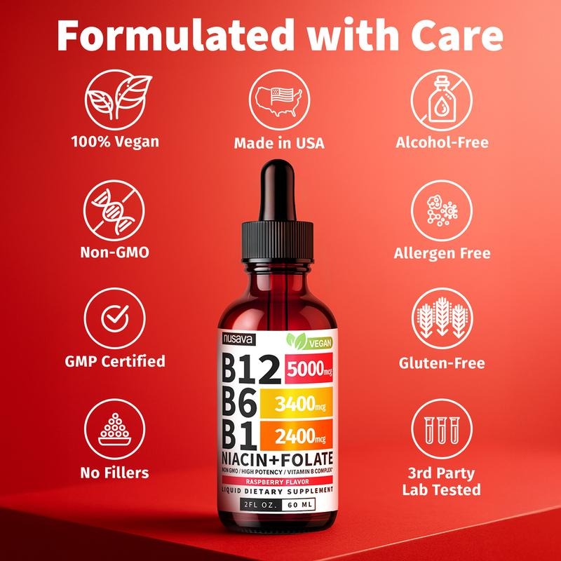 Liquid B-Complex | Vitamin B1, B6, B12 | 2 fl oz (60 ml)