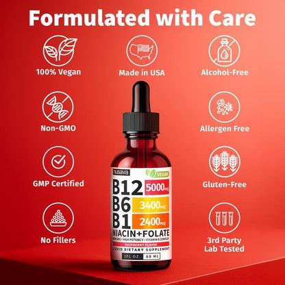 Liquid B-Complex | Vitamin B1, B6, B12 | 2 fl oz (60 ml)
