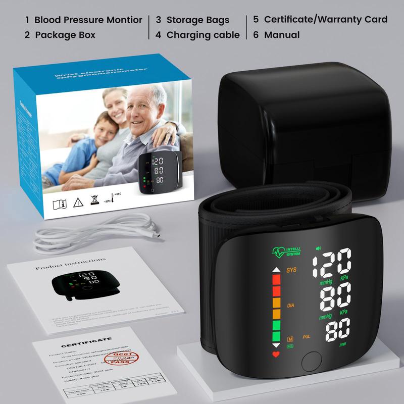 Rechargeable Wrist Blood Pressure with LED Touch Screen
