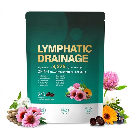 Lymphatic Drainage Support – 21-in-1 Advanced Botanical Formula | 240 Softgels