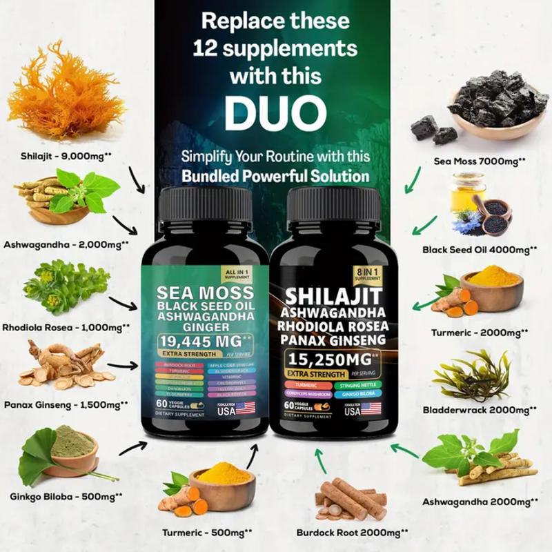 Sea Moss & Shilajit Bundle (60 Count) for Fitness