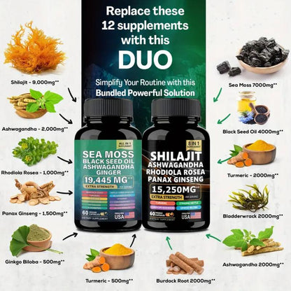 Sea Moss & Shilajit Bundle (60 Count) for Fitness