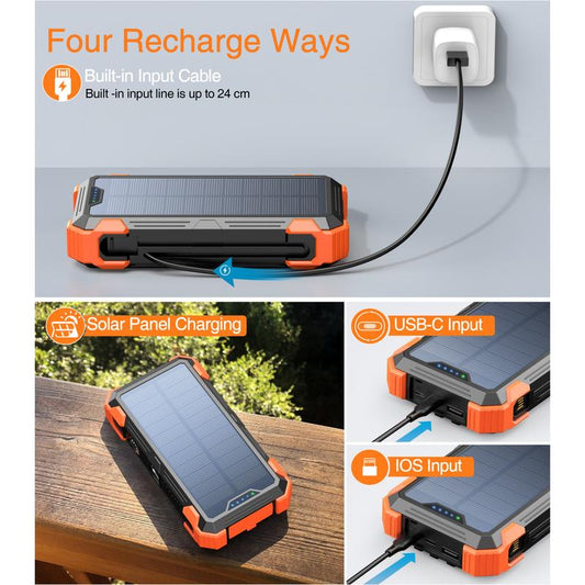 36800 mAh Solar Charger Power Bank Wireless Charger